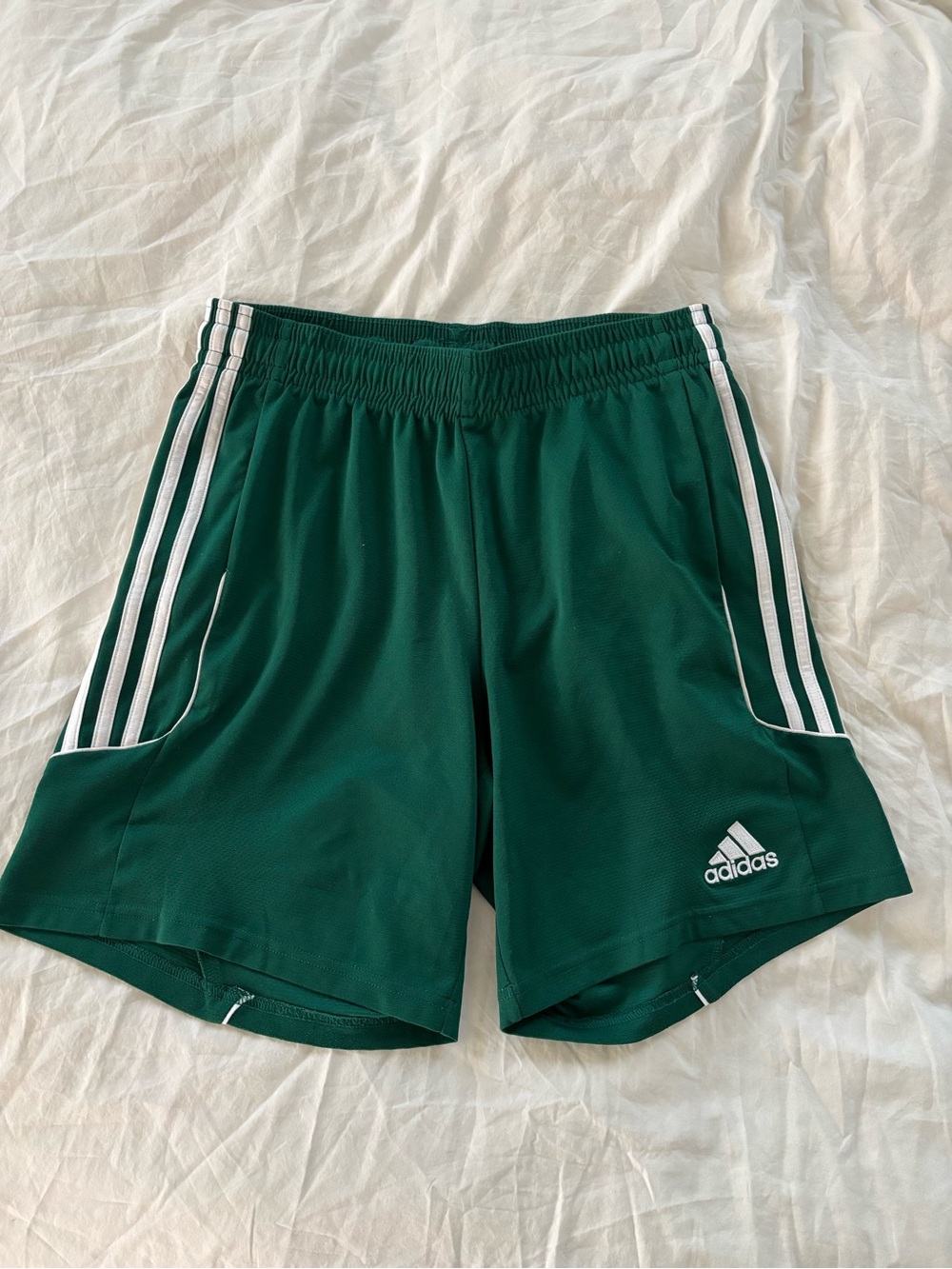 adidas Green Athletic Shorts with White 3-Stripes
